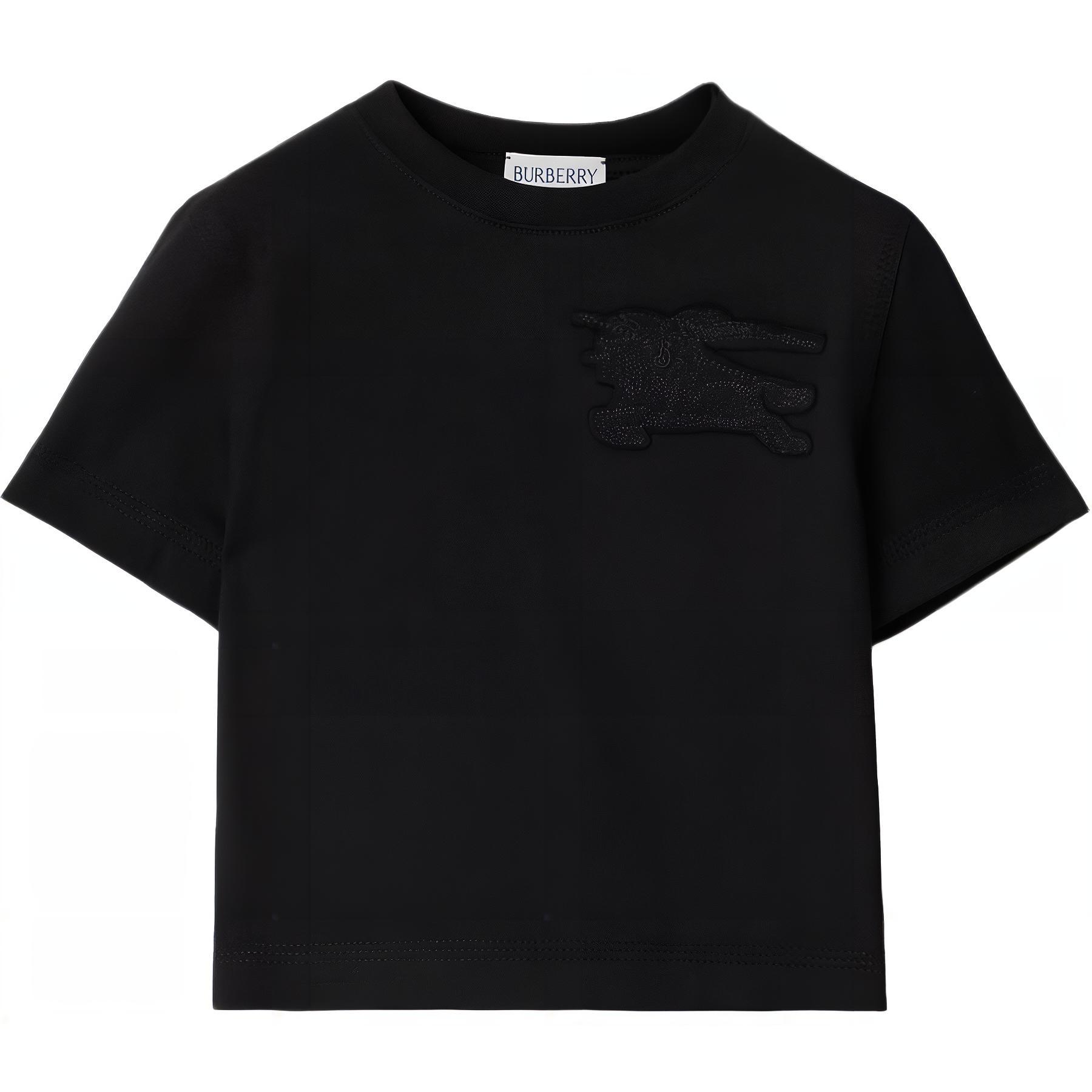 (Pre School) Burberry Kids Black Logo Patch Crewneck T-Shirt SS24 80925551