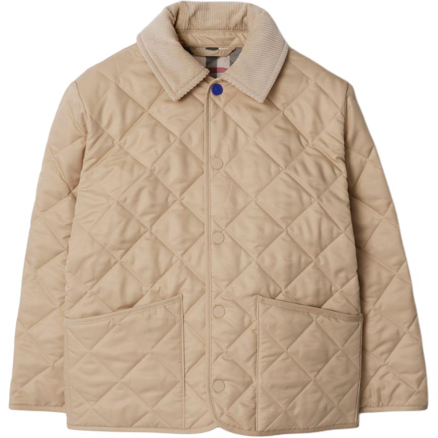 (Pre School) Burberry Kids Quilted Jacket Light Stone Single-Breasted Long Sleeve Coat 80924571