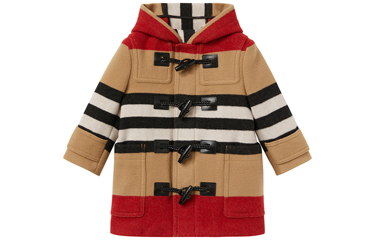 (Pre School) Burberry Kids Stripe Duffle Coat with Hood - Spring/Fall/Winter Regular Fit 80410751