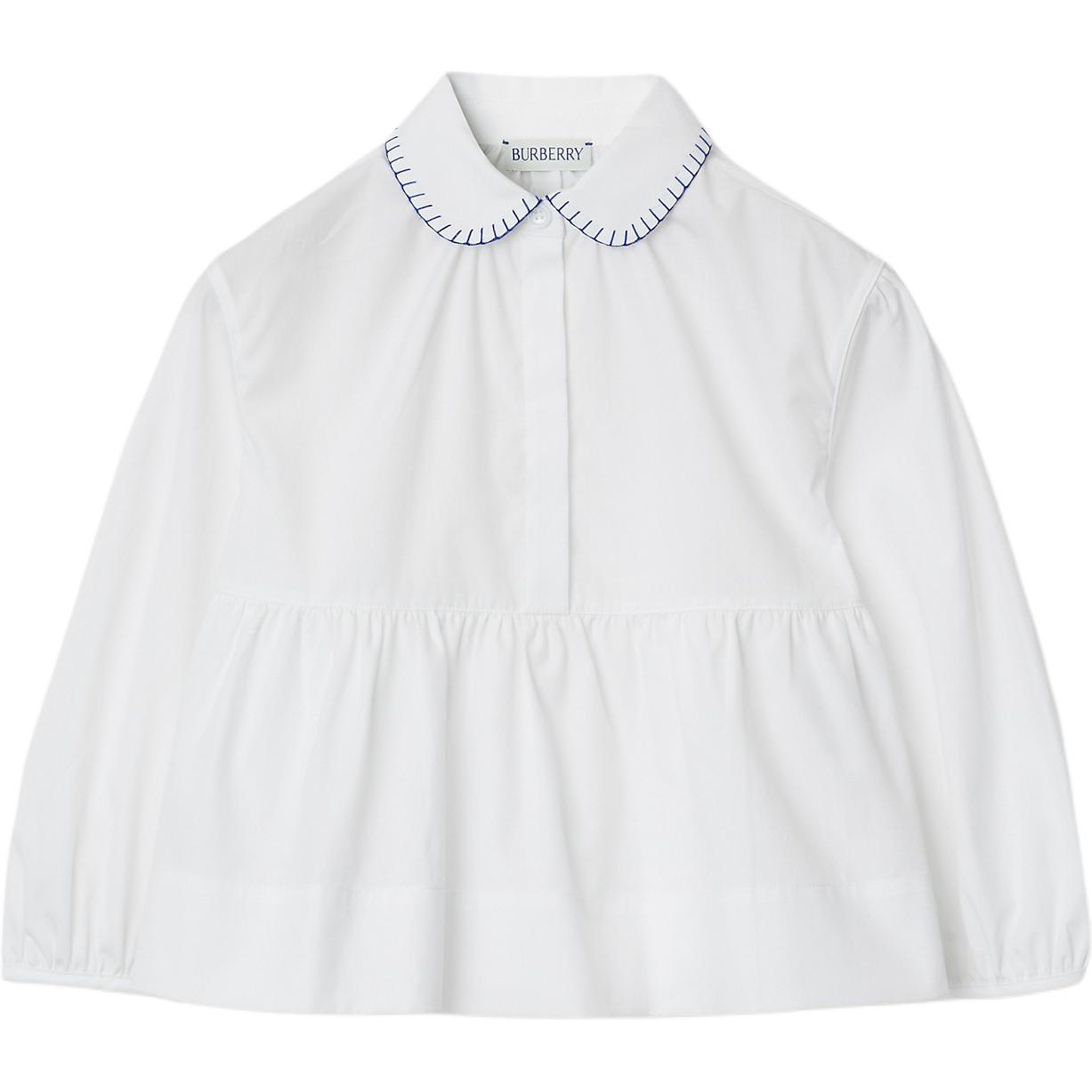(Pre School) Burberry Kids White Long Sleeve Button-Up Shirt 80786111