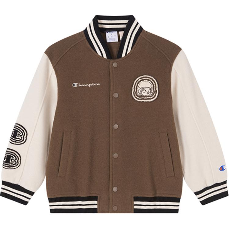 (Pre School) Champion Kids Brown Baseball Jacket - Comfort Fit Parent-Child Matching Outfit V078HS