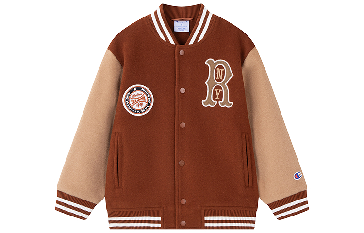 (Pre School) Champion Kids Varsity Jacket Classic Retro Letter Embroidery Wool Colorblock Coat 25FW-WT607