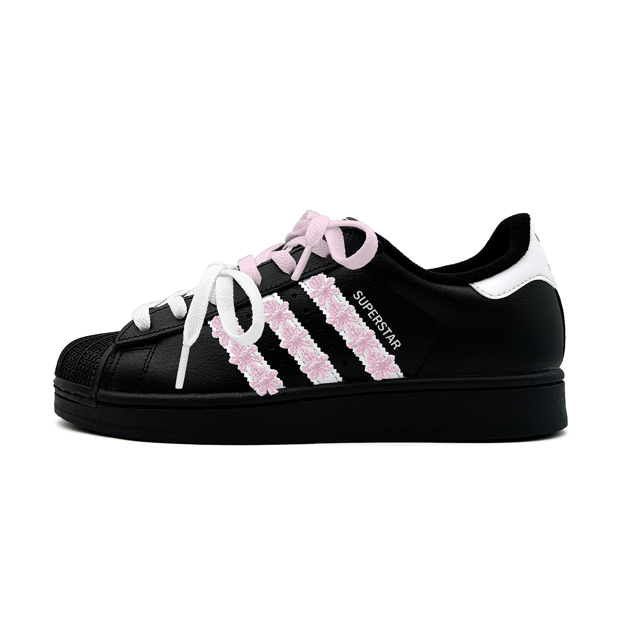 (Pre School) Custom Adidas Originals Superstar 2 Black Pink Kids' Sneakers Youth Fashionable JH9977 (Team927 - Hanayan).
