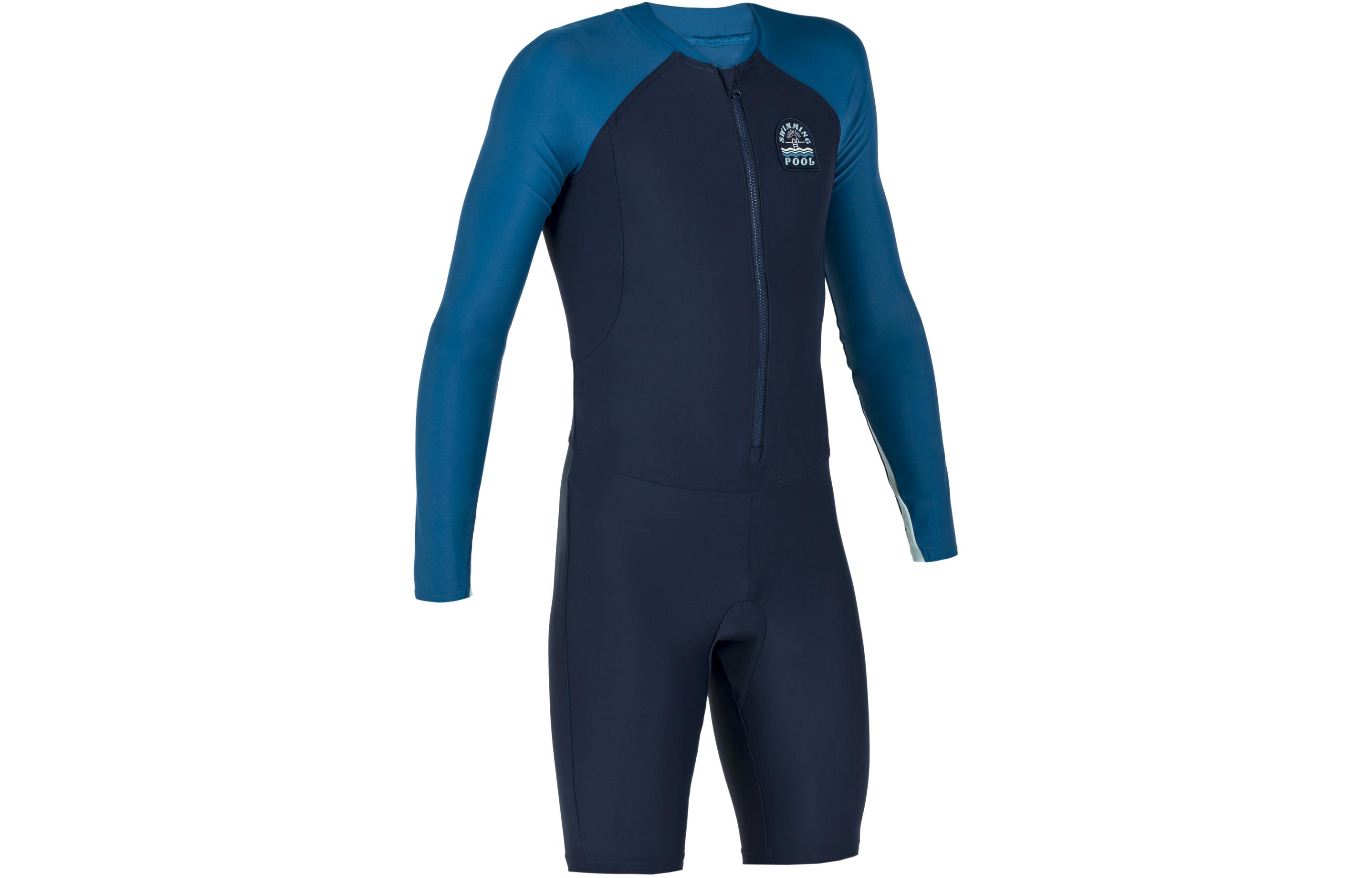 (Pre School) Decathlon Kids' Navy Colorblock Raglan UV Protection Swimsuit. 4666292