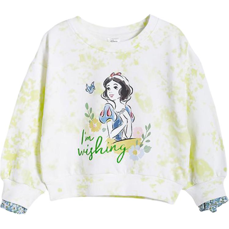 (Pre School) Disney Cartoon Crewneck Pullover Sweatshirt Green White Kids Long Sleeve 221DS0495