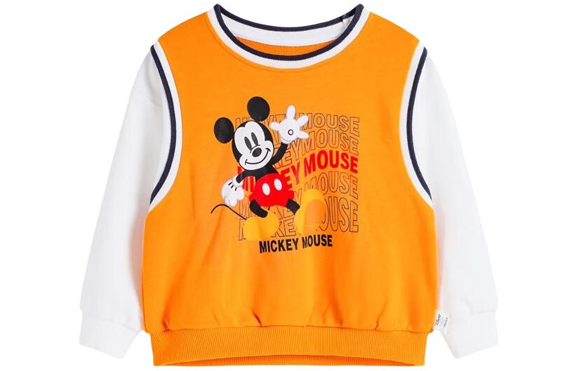 (Pre School) Disney Kids Crewneck Sweatshirt Cartoon Design Casual - Sunshine Orange 221DS0393