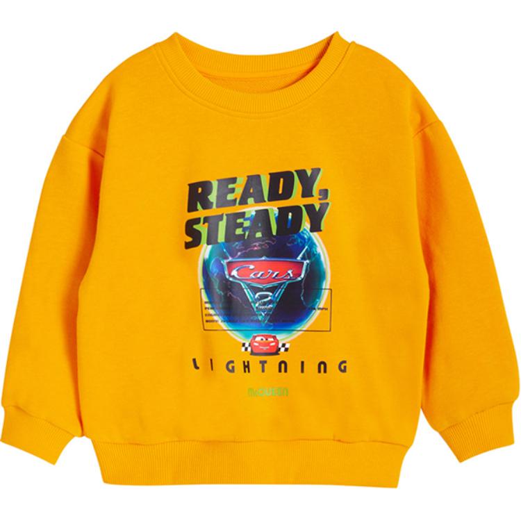 (Pre School) Disney Kids Crewneck Sweatshirt Letter Print Pullover - Bright Orange 221DS0639