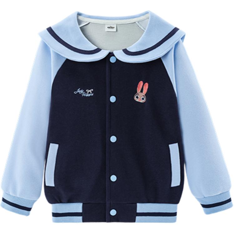 (Pre School) Disney Kids Girls' Baseball Jacket - Cartoon Navy Collar Casual Varsity Style SSBE10020