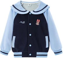 (Pre School) Disney Kids Girls' Baseball Jacket - Cartoon Navy Collar Casual Varsity Style SSBE10020 (Pre School) Disney Kids Girls' Baseball Jacket - Cartoon Navy Collar Casual Varsity Style SSBE10020