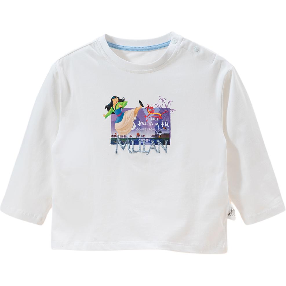 (Pre School) Disney Kids Long Sleeve T-Shirt - Soft, Comfortable, Minimalist Design in White 223DS0735