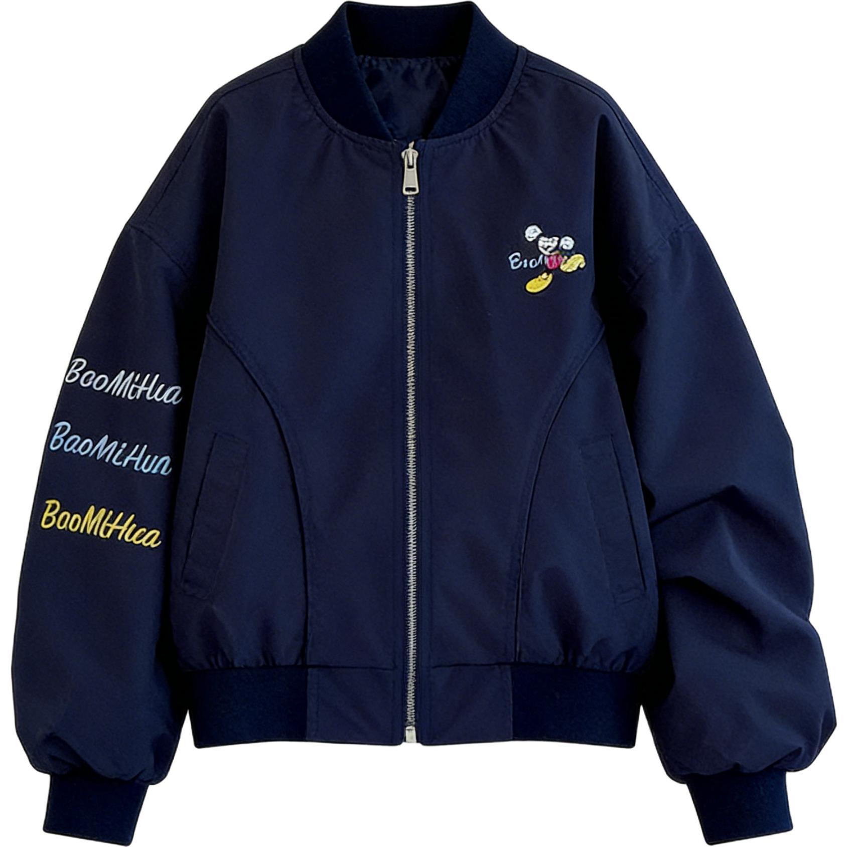 (Pre School) Disney Mickey Baseball Jacket - Cartoon Print for Kids (Spring/Autumn). XCT26001