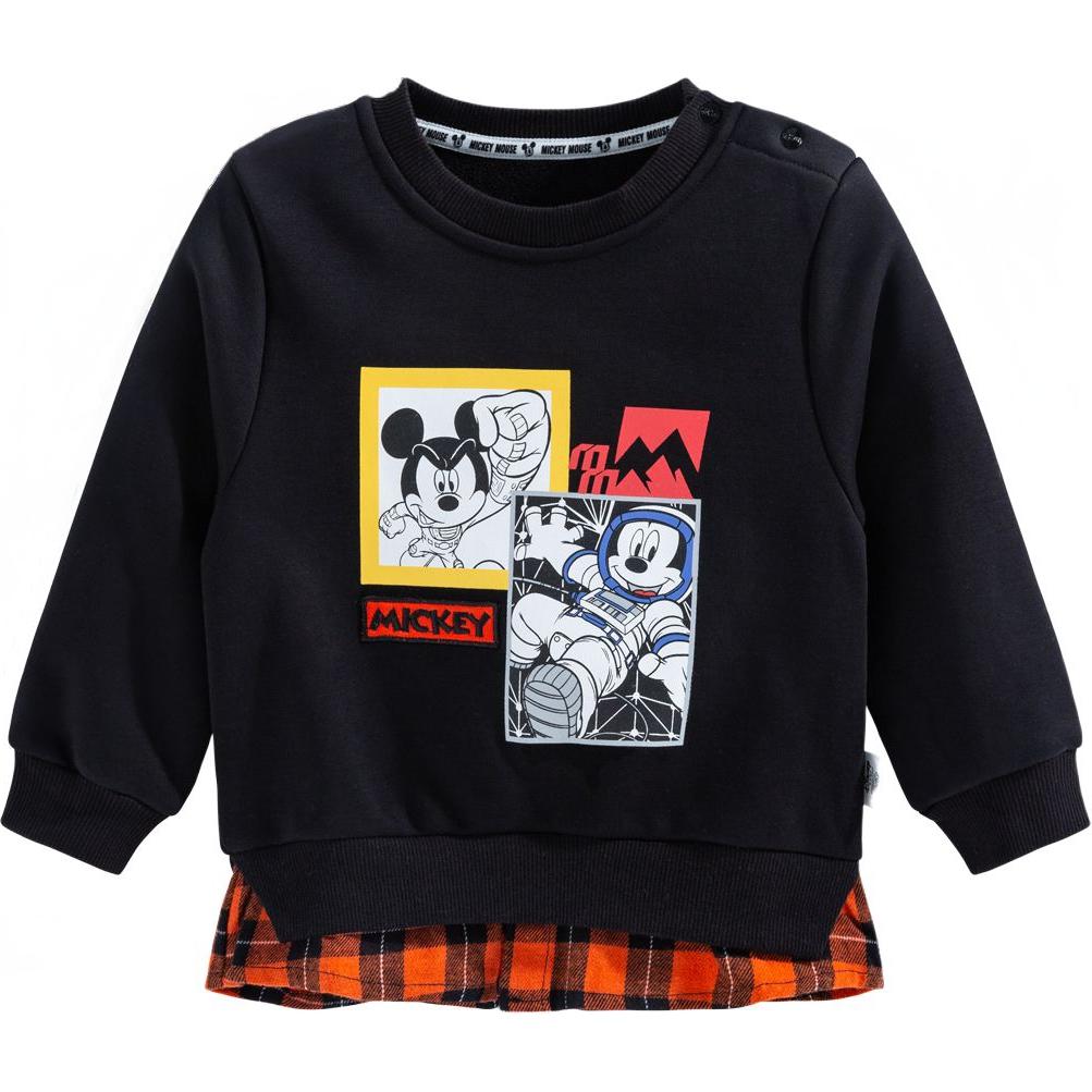 (Pre School) Disney Mickey Kids' Black Loose Fit Warm Sweatshirt 214DS0230