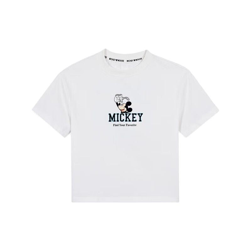 (Pre School) Disney Mickey Print Kids' White Round Neck Short Sleeve T-Shirt ZD2DS018