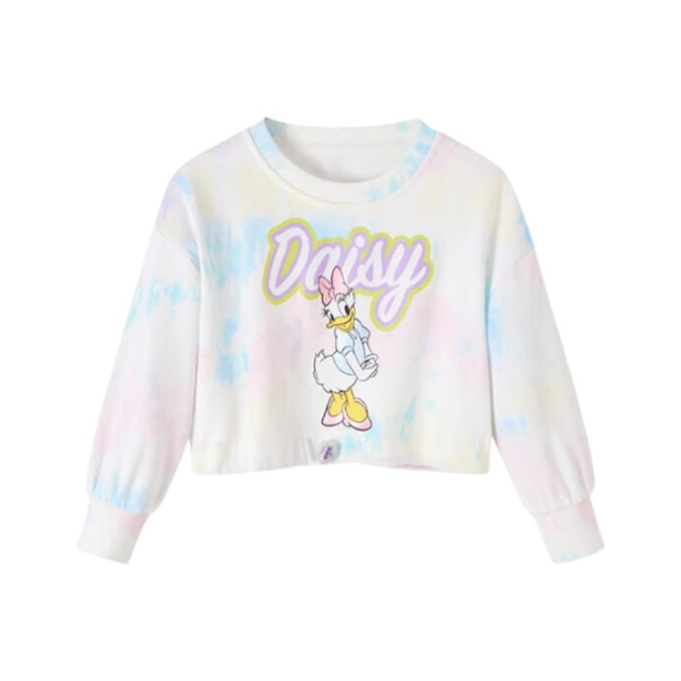 (Pre School) Disney Pullover Sweatshirt Pink Blue Kids - Letter Print, Stylish & Versatile. 221DS0480