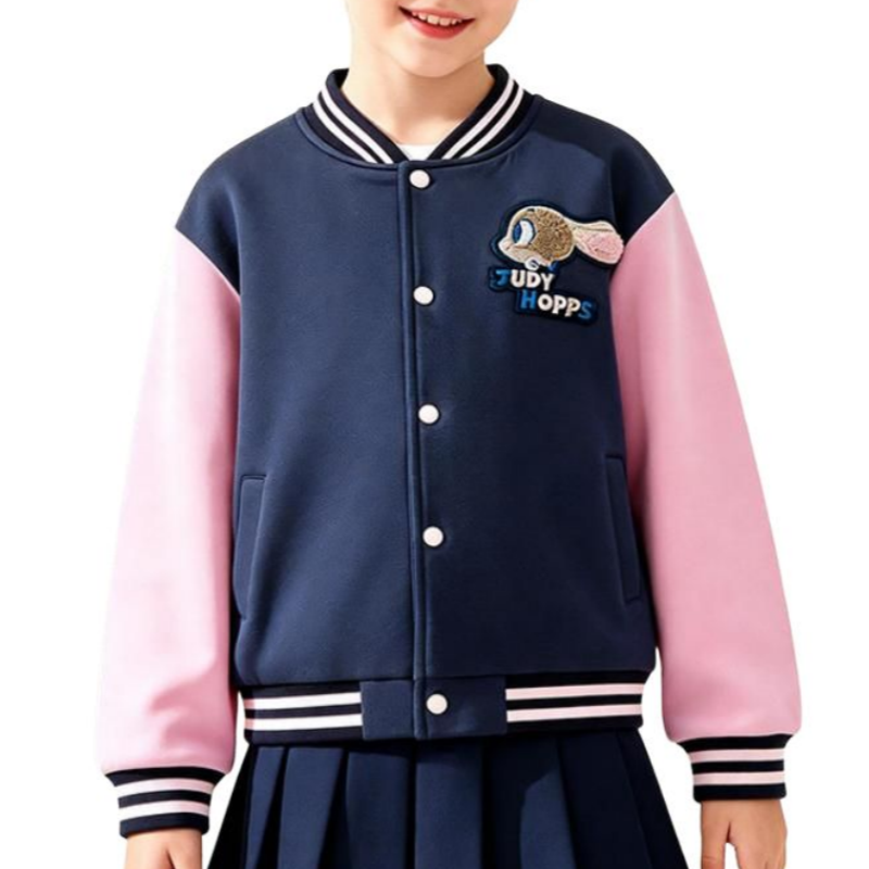 (Pre School) Disney Zootopia Judy Hopps Kids' Baseball Jacket - Retro, Breathable & Loose Fit PBZPY3158
