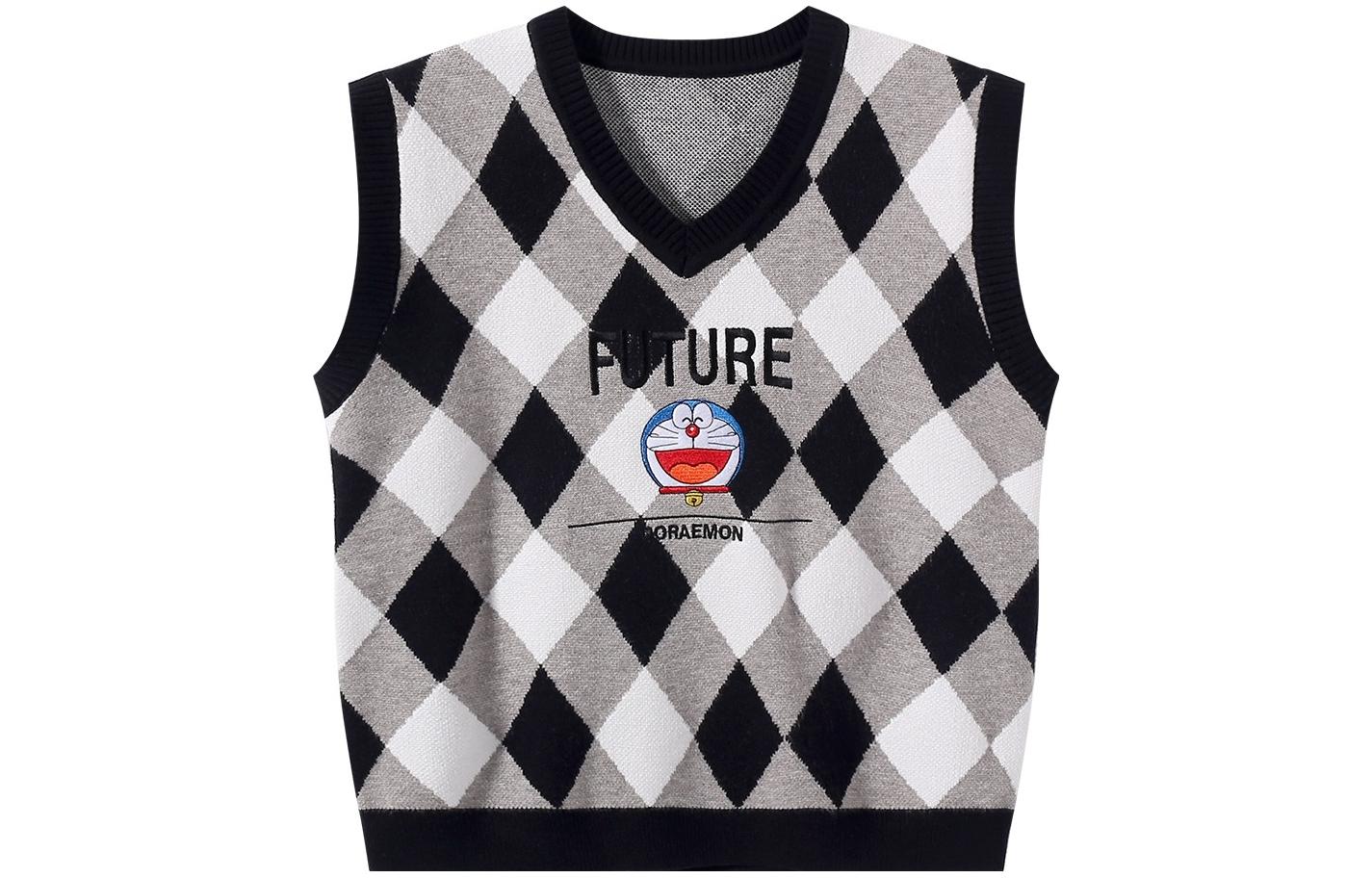 (Pre School) Doraemon Kids Argyle Letter Embroidery Casual Vest - Boys & Girls Children Style D9131L33093