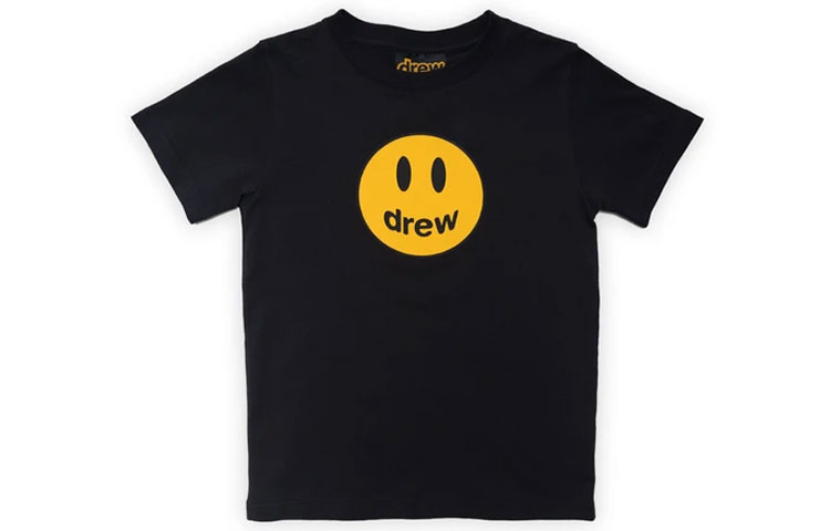 (Pre School) Drew House Mini Drew Mascot SS Tee Black Smiley Logo Kids' Black T-Shirt. DR-FW21-095