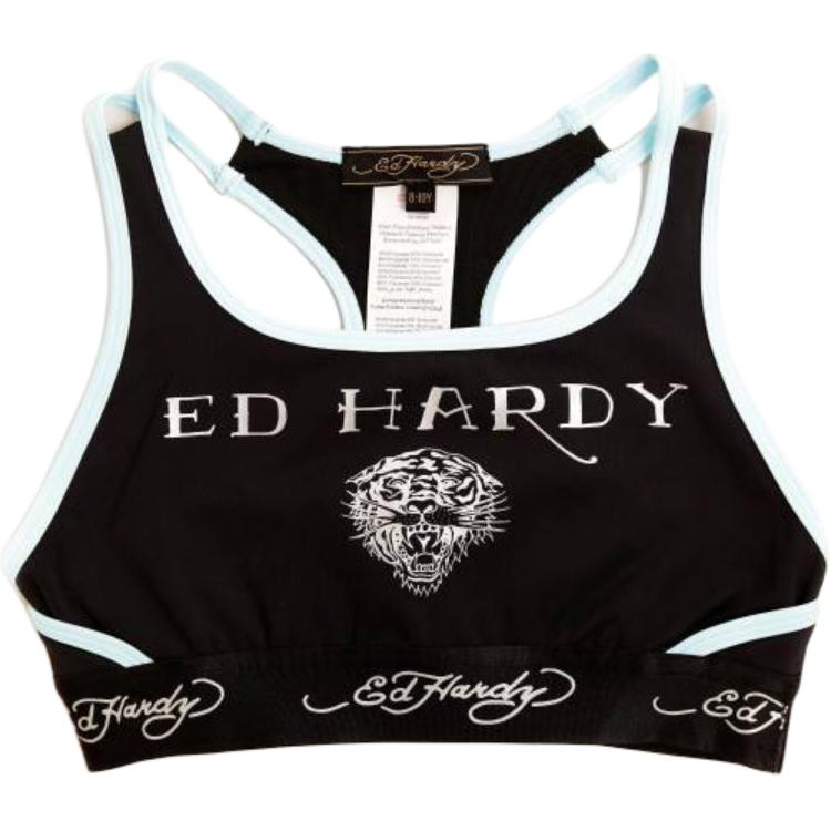 (Pre School) Ed Hardy Kids Black Slim-Fit Sleeveless Tank Top with Letter Graphic Print EDHS4032