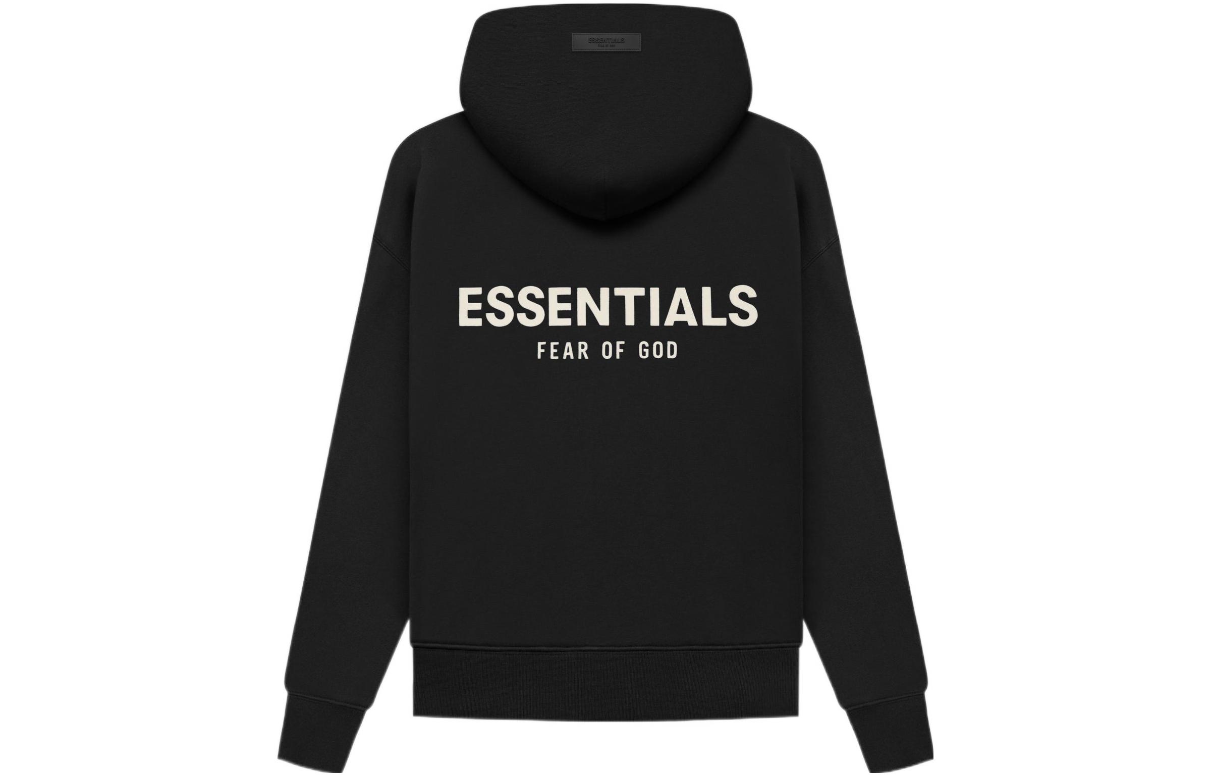 (Pre School) Fear of God Essentials Kids Hoodie Stretch Limo Black SS22 Logo Pullover. FOG-SS22-879