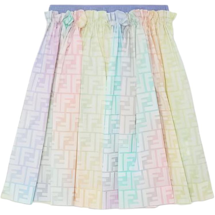 (Pre School) FENDI Kids Multicolor FF Monogram Colorblock Midi Skirt JFE083ALOEF1JDD