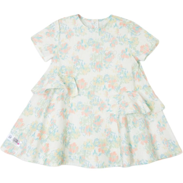 (Pre School) GAP Kids Floral Short Sleeve Dress SS24 - Breathable, Comfortable, Multi-Color Print. 890521