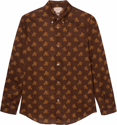 (Colegio Preescolar) Camisa Marrón de Manga Larga con Logo GUCCI FW23 para Niños 747312-XWAYP-2229 Buy (Colegio Preescolar) Camisa Marrón de Manga Larga con Logo GUCCI FW23 para Niños 747312-XWAYP-2229