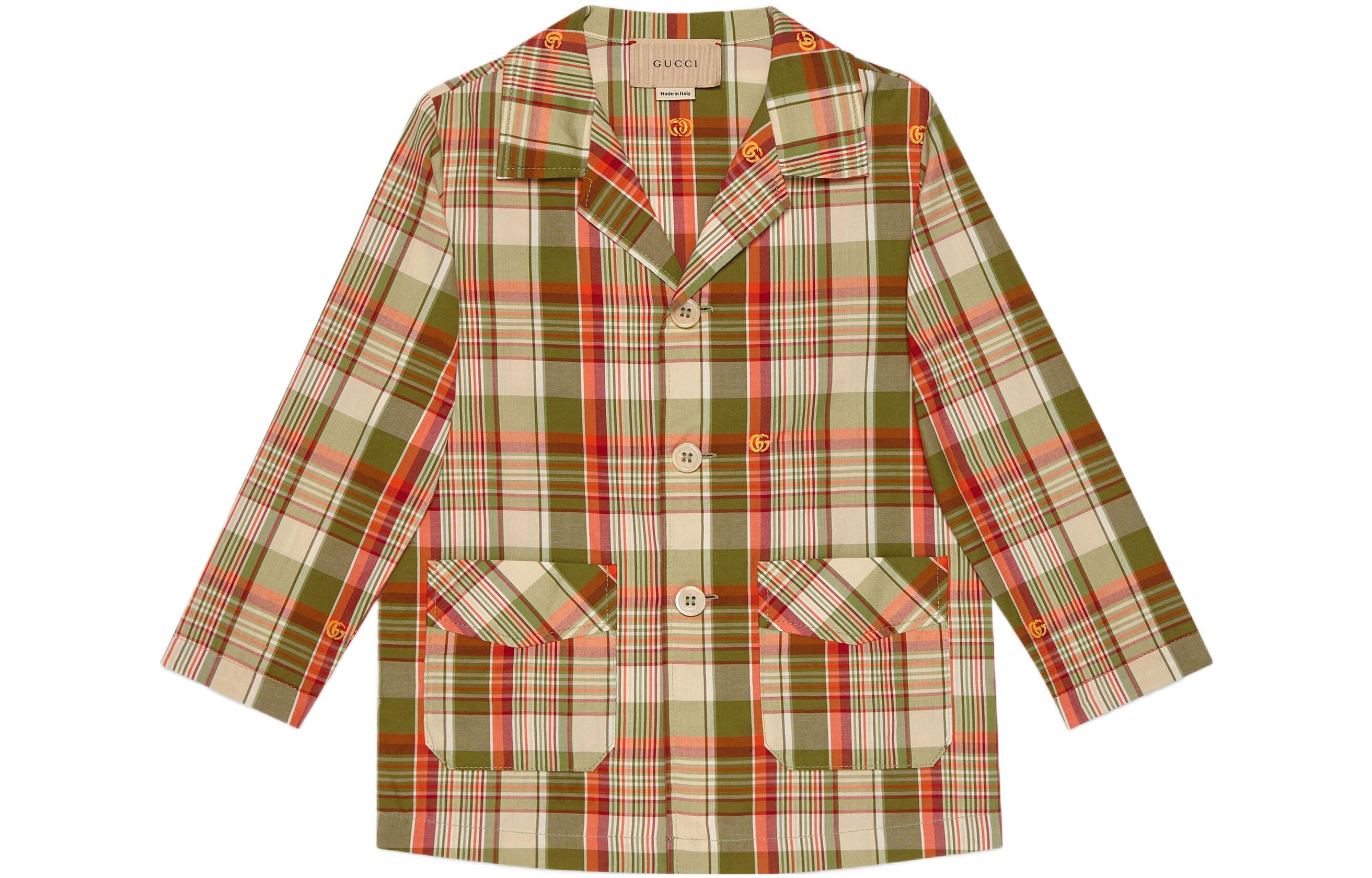 (Pre School) GUCCI Kids Double G Checkered Cotton Jacket SS22 Multicolor 671075-XWARC-3472