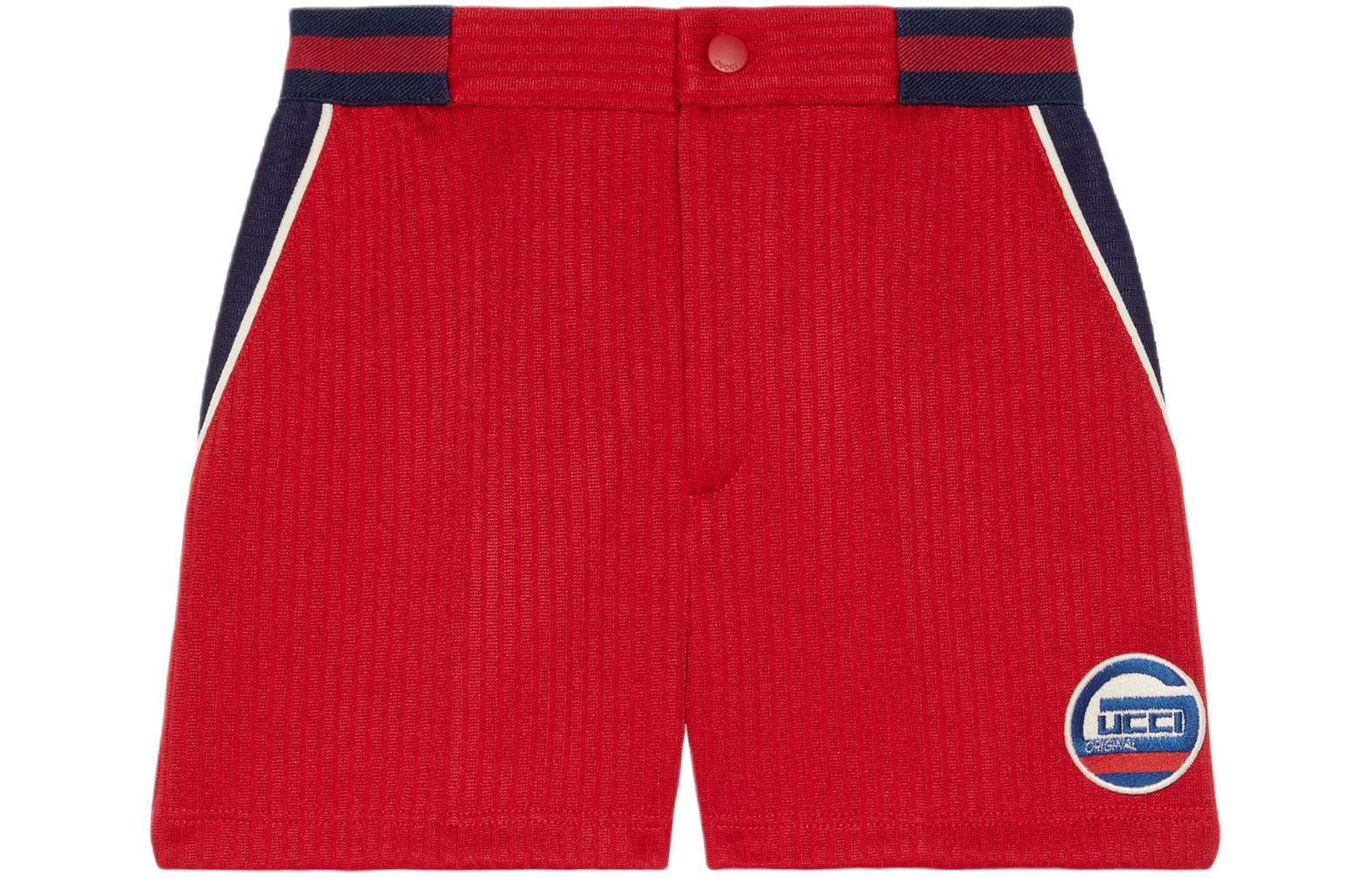 (Pre School) GUCCI SS24 Kids Red Mid-Rise Straight-Leg Shorts with Letter Print 758909-XJF46-6329