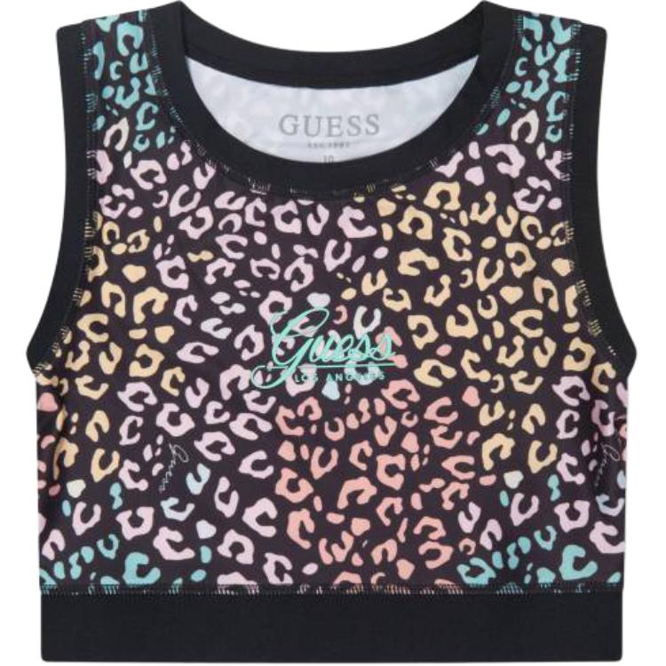 (Pre School) GUESS Kids Leopard Print Logo Sleeveless Tank Top Multicolor GUEA2027364208