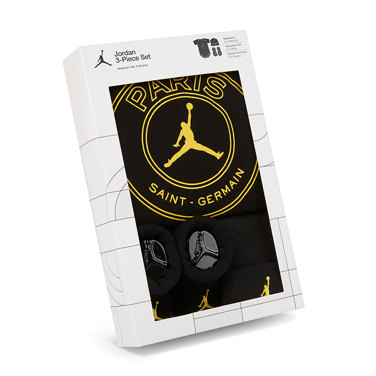 (Pre School) Jordan Kids Paris Saint-Germain Onesie, Knit Hat & Socks Set Black Baby/Toddler FJ6323-891