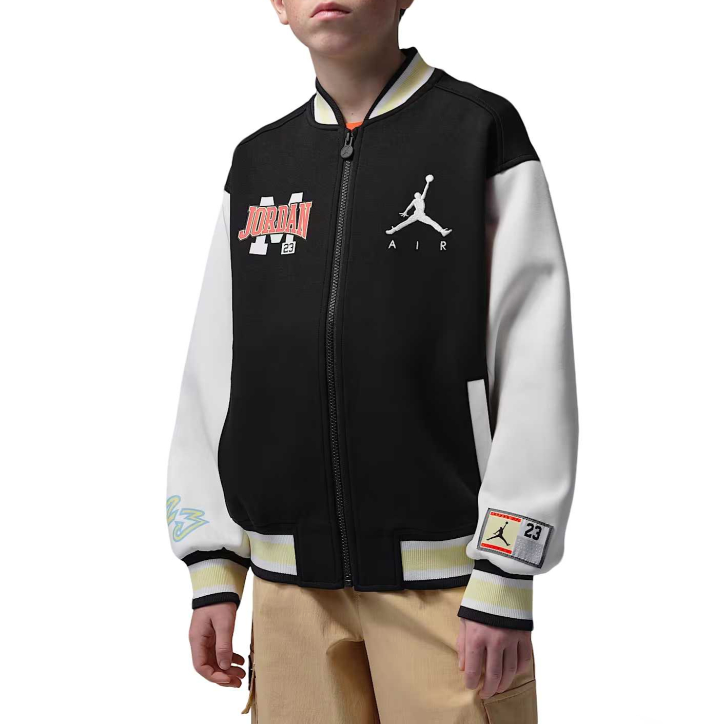 (Pre School) Kids' Jordan Patch Dynasty Letter Print Zip-Up Long-Sleeve Jacket IU5292-010