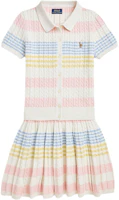 (Pre School) Kids' Polo Ralph Lauren Stripe Knit Cotton Cardigan Dress Set Multicolor 313964758-001 (Pre School) Kids' Polo Ralph Lauren Stripe Knit Cotton Cardigan Dress Set Multicolor 313964758-001