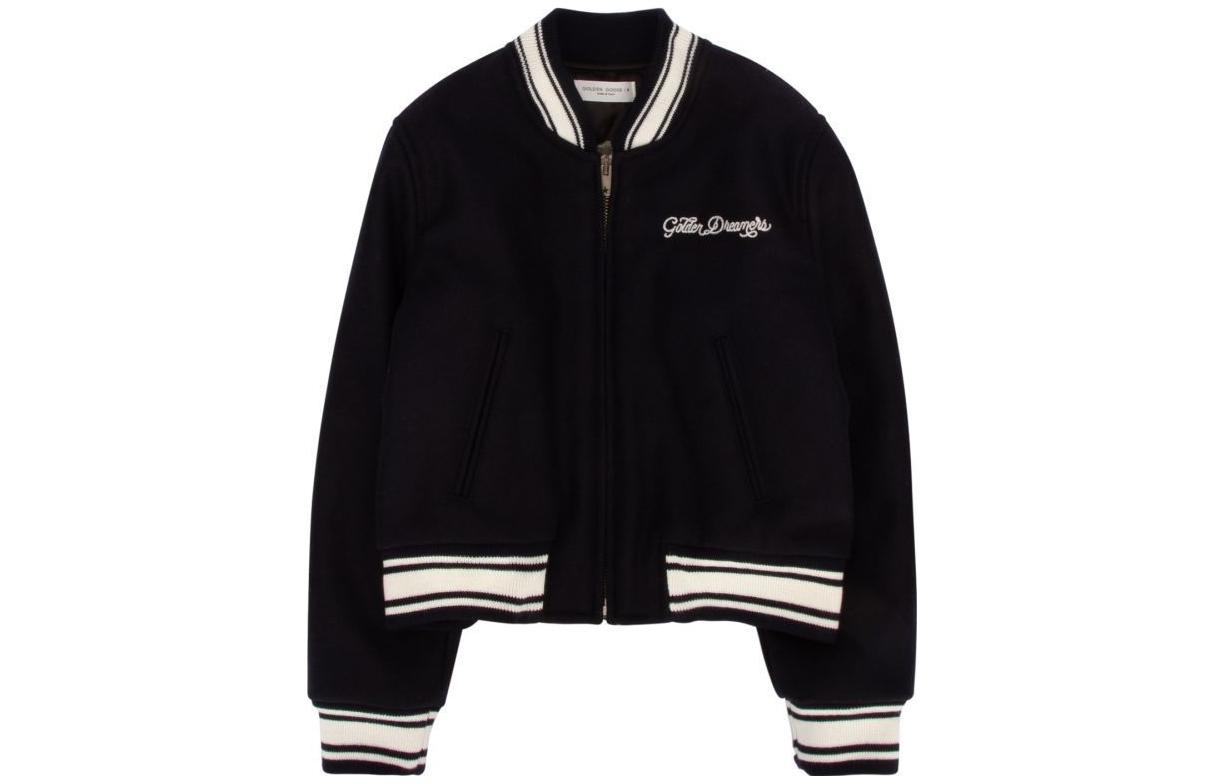 (Pre School) Kids Golden Goose SS23 Black Colorblock Stripe Logo Baseball Jacket GKP01373P00106650486