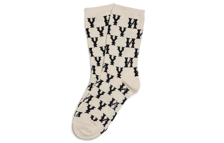 (Pre School) Kids MLB Fashion All-Over Print Mid-Calf Socks (2 Pairs) - Cream Color 7ASOM042N-50CRS