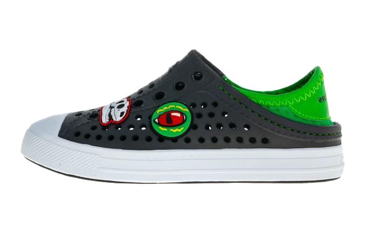 (Pre School) Kids Skechers Guzman Steps Black Green Durable Cushioned Sandals 406810-LCCLM