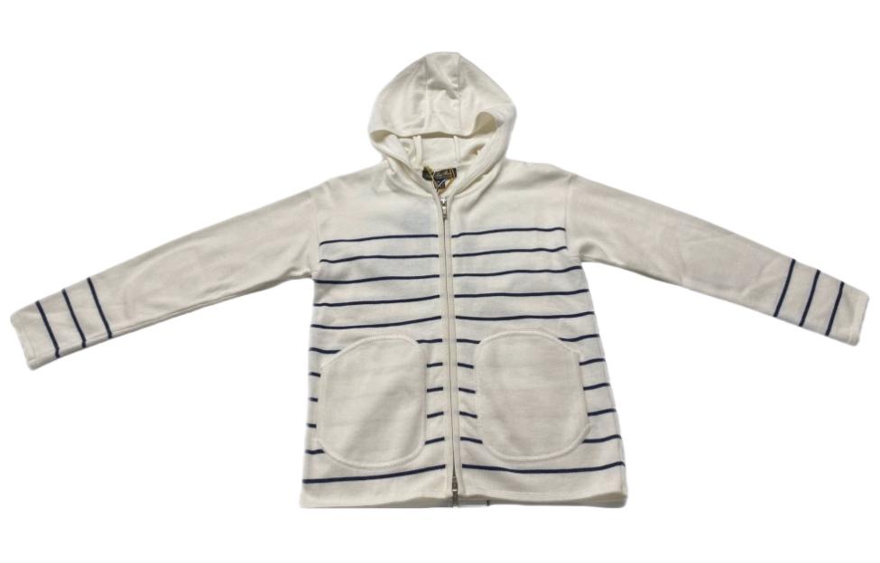 (Pre School) Loro Piana Kids Stripe Zip-Up White Hoodie Sweater Long Sleeve Casual Wear FAI0603-BDP7