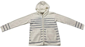 (Pre School) Loro Piana Kids Stripe Zip-Up White Hoodie Sweater Long Sleeve Casual Wear FAI0603-BDP7 (Pre School) Loro Piana Kids Stripe Zip-Up White Hoodie Sweater Long Sleeve Casual Wear FAI0603-BDP7