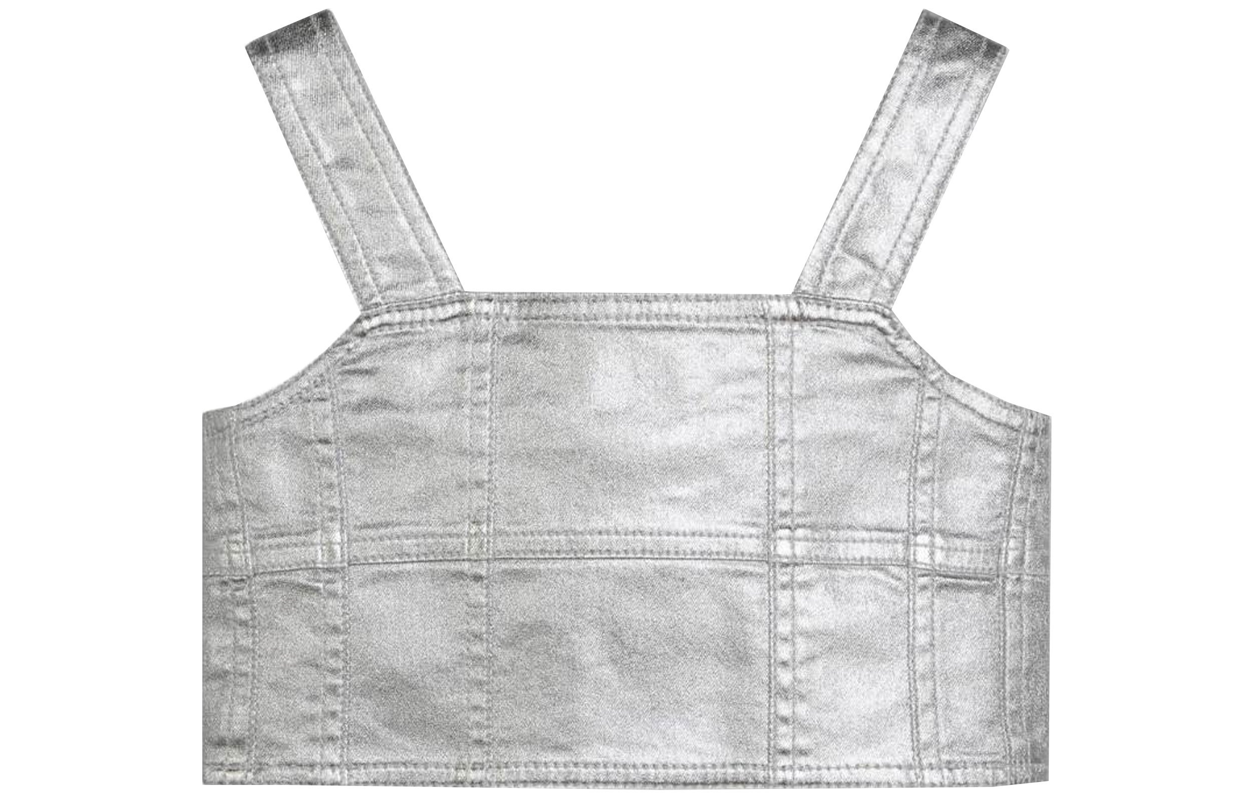 (Pre School) MARC JACOBS Kids Metallic Patchwork Zipper Vest Square Neck Light Gray SS24 W60196-016