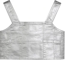 (Pre School) MARC JACOBS Kids Metallic Patchwork Zipper Vest Square Neck Light Gray SS24 W60196-016 (Pre School) MARC JACOBS Kids Metallic Patchwork Zipper Vest Square Neck Light Gray SS24 W60196-016