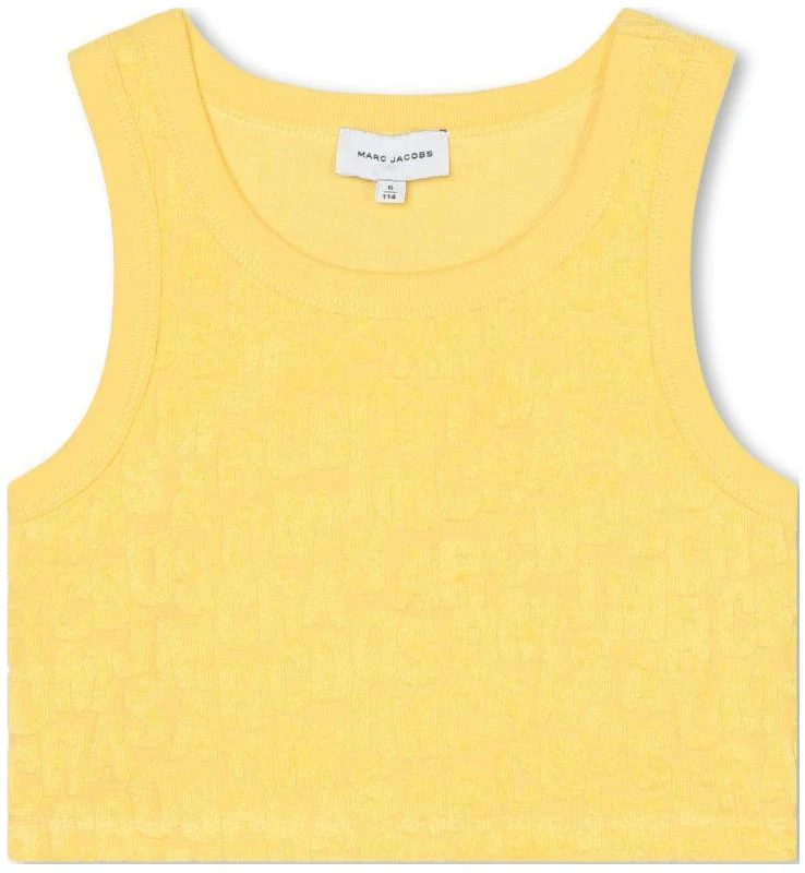 pre-school-marc-jacobs-ss-24-yellow-kids-cropped-tank-top-solid-color-casual-crewneck-w60181577