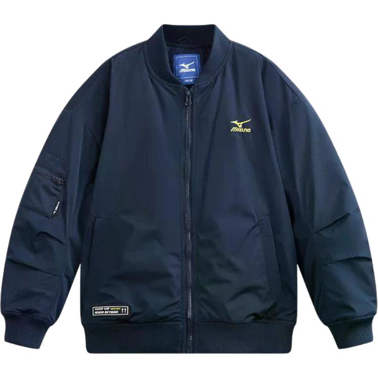 (Pre School) Mizuno Kids Baseball Jacket - Warm Casual Slim Fit for Fall/Winter MF24430172-NAVYBLUE
