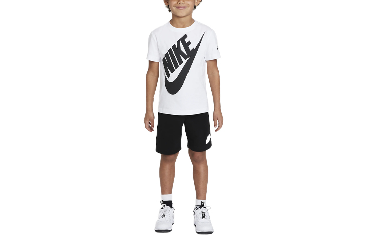(Pre School) Nike Kids' Casual Sports Set Printed Short Sleeve White/Black DO2033-010