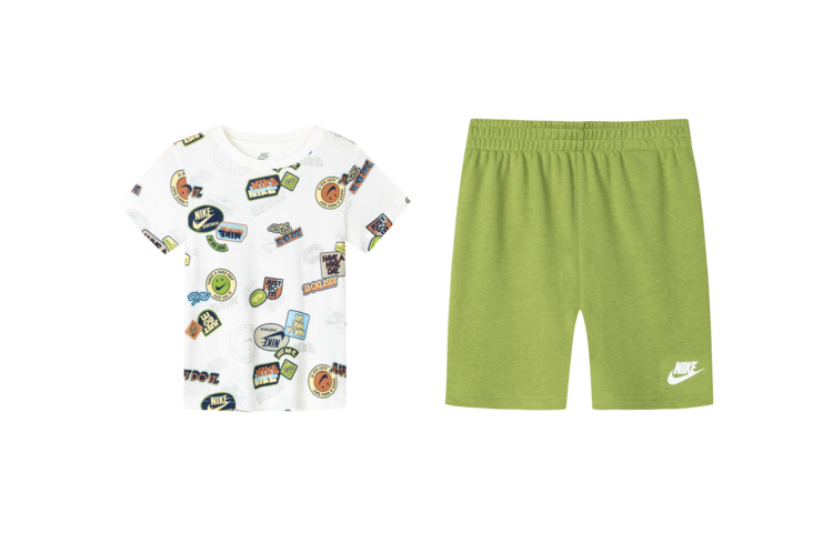 (Pre School) Nike Kids' Pullover Tee & Soft Pants Casual Sports Set - Spinach Green NY2422697PS-002