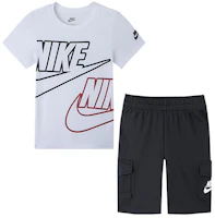 (Pre School) Nike Kids' White Casual Athletic Set - Crewneck Tee & Elastic Waist Shorts NY2022050PS-001 (Pre School) Nike Kids' White Casual Athletic Set - Crewneck Tee & Elastic Waist Shorts NY2022050PS-001