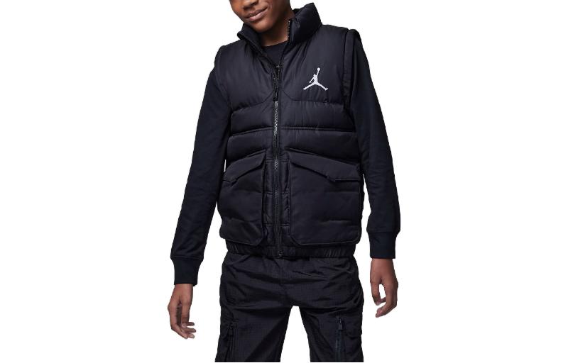(Pre School) Nike Kids Black Sleeveless Zip-Up Vest for Boys - Solid Color 95B662-023