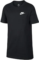 (Pre School) Nike Kids Embroidered Logo Cotton Crewneck T-Shirt Black Short Sleeve AR5254-010 (Pre School) Nike Kids Embroidered Logo Cotton Crewneck T-Shirt Black Short Sleeve AR5254-010