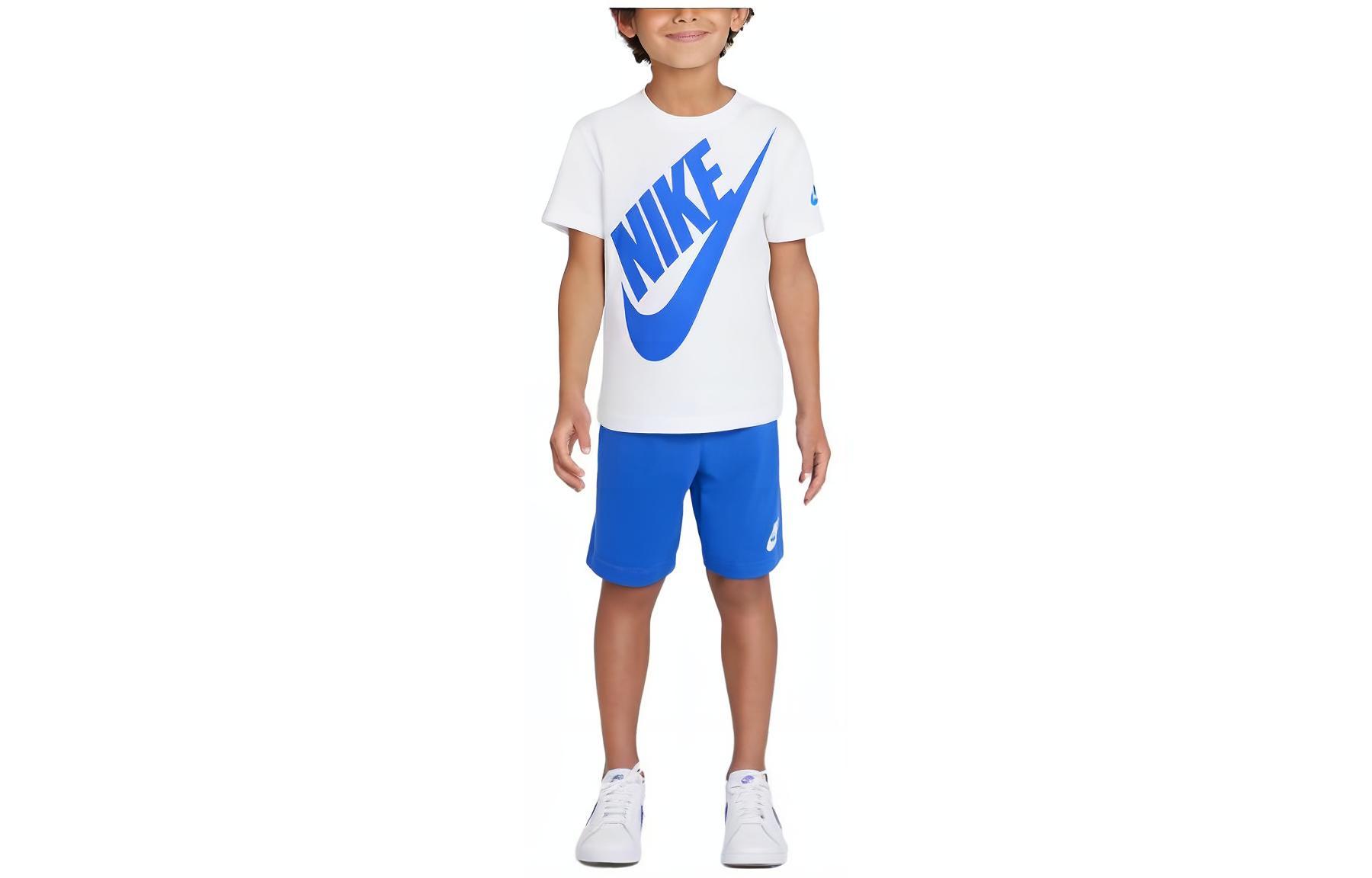 (Pre School) Nike Kids Game Royal Logo Print Tee & Knit Casual Sportswear Set DO2033-480