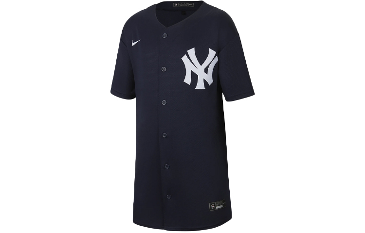 (Pre School) Nike x MLB Kids New York Yankees Navy Logo Button-Up Short-Sleeve Jacket DM9239-414