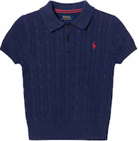 (Pre School) Polo Ralph Lauren Kids Cable Knit Cotton Polo Sweater Navy Blue CWPOSWEB6820-610 (Pre School) Polo Ralph Lauren Kids Cable Knit Cotton Polo Sweater Navy Blue CWPOSWEB6820-610