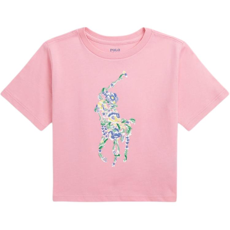 (Pre School) Polo Ralph Lauren Kids Pink Logo Embroidered Crewneck T-Shirt SS24 Short Sleeve CWPOTSHR8020374-670